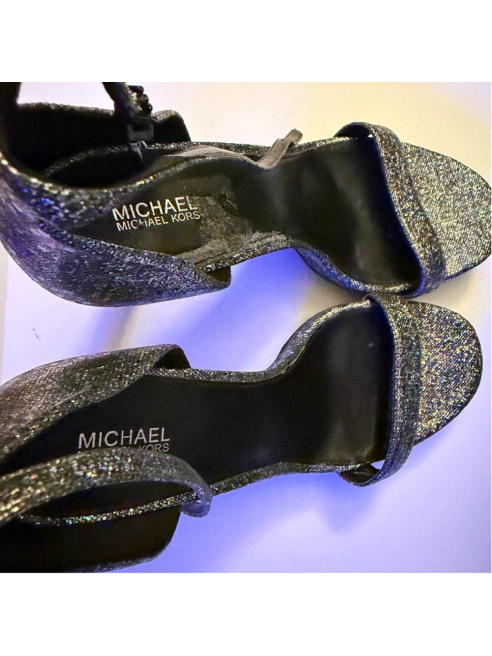 MICHAEL Michael Kors glitter open-toe heels in women’s size 10M